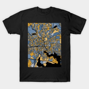 Baltimore Map Pattern in Blue & Gold T-Shirt